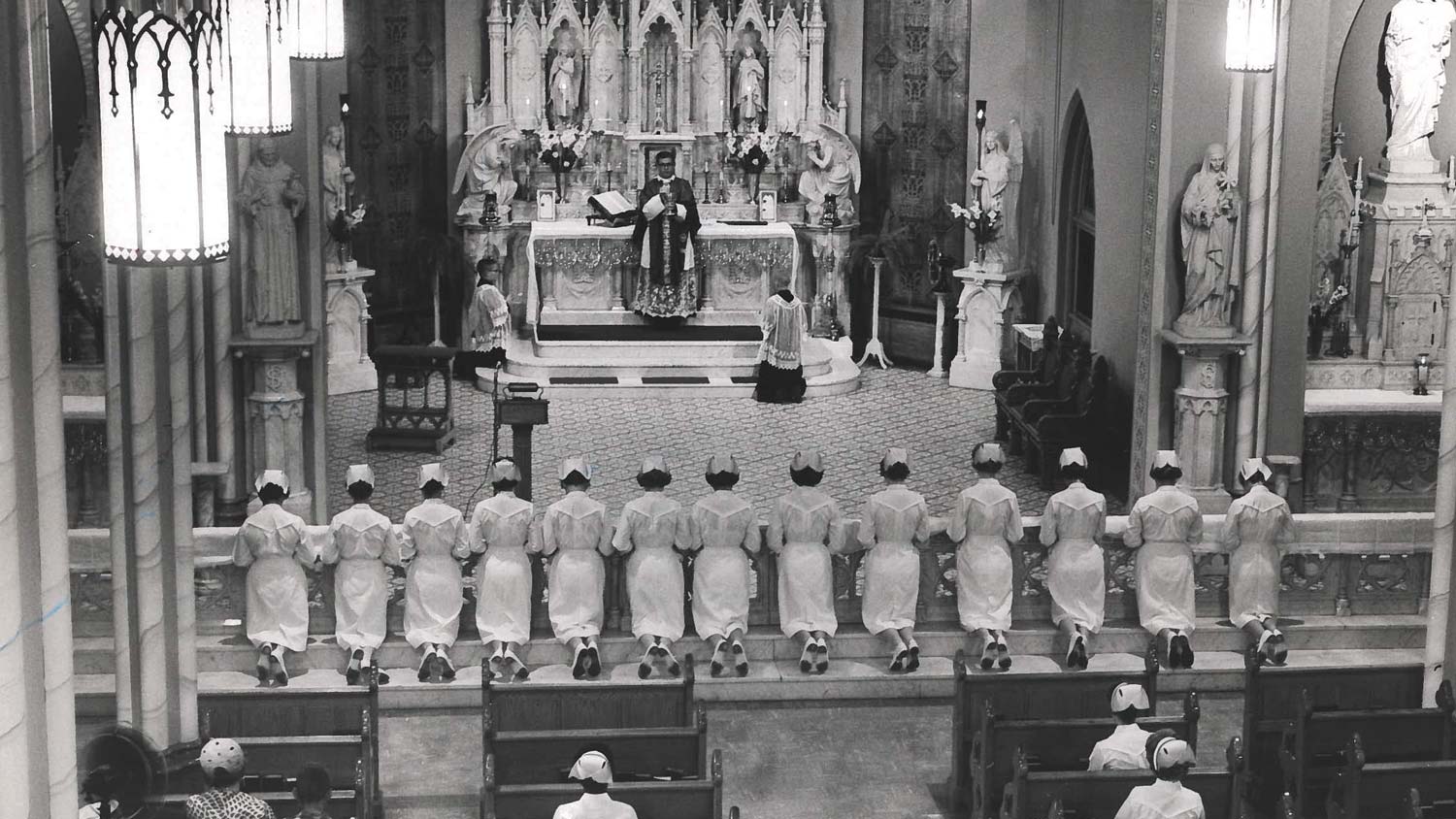 Vintage photo of nursing students graduating